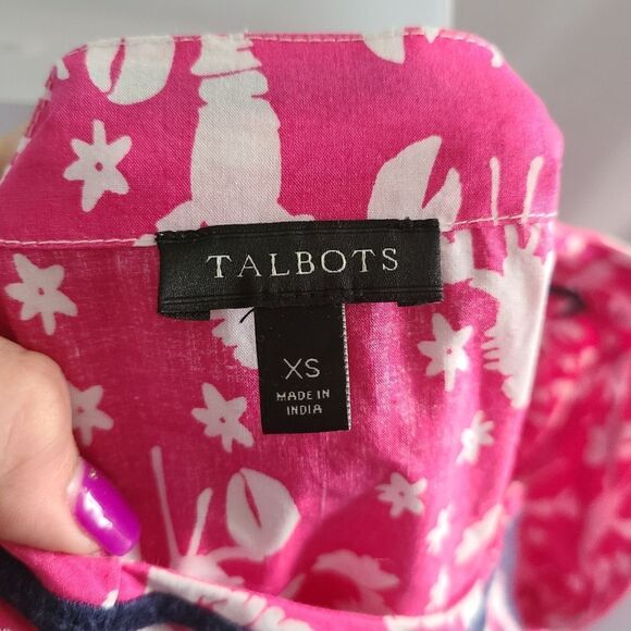 Talbots‎ Bright Pink Lobster Print 100% Cotton Tunic - Picture 6 of 6